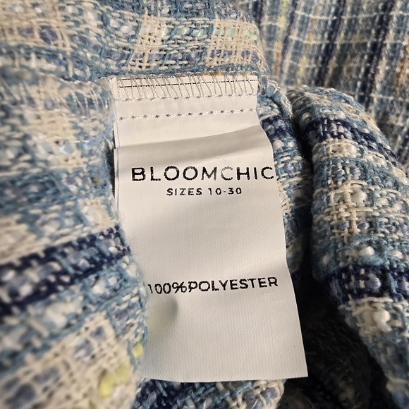 BloomChic Women's Blue Button Up Long Sleeve Blazer Jacket Plaid Top Size 18/20 - Picture 13 of 16